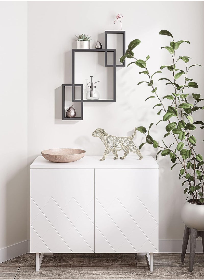 Roman Gifts Cube Floating Shelves 3 Square Interlocking Decorative Wall Shelf Geometric Box Shelves for Living Room Bedroom Bathroom  - Image 2