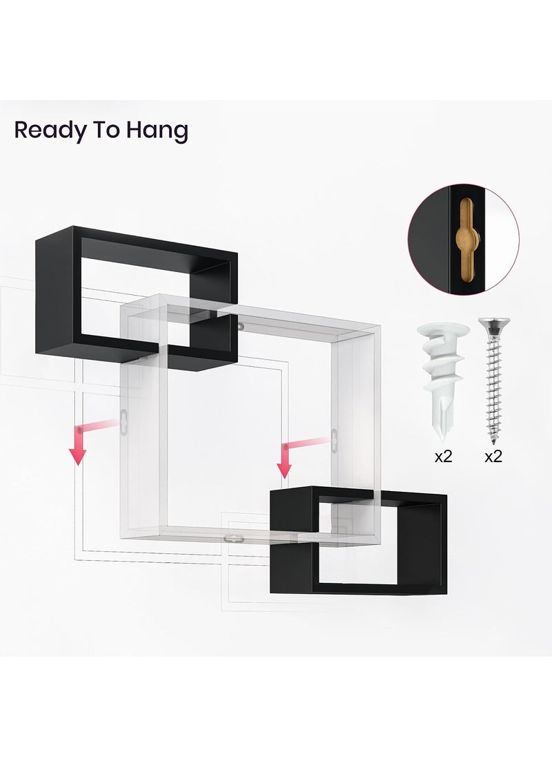 Cube Floating Shelves 3 Square Interlocking Decorative Wall Shelf Geometric Box Shelves for Living Room Bedroom Bathroom