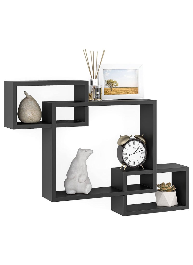 Cube Floating Shelves 3 Square Interlocking Decorative Wall Shelf Geometric Box Shelves for Living Room Bedroom Bathroom