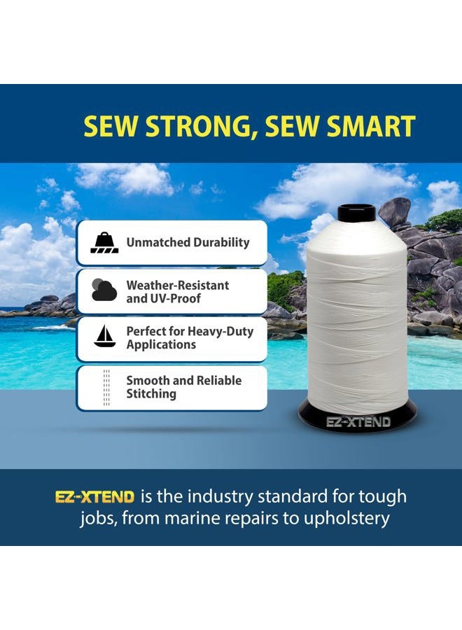 EZ-Xtend #138 خيط بوليستر مقوى 100% مصنوع في أمريكا لتطبيقات خياطة الأقمشة الخارجية والبحرية، مظلات، أغطية، قماش. للاستخدامات الثقيلة وآلات الخياطة الصناعية (أبيض، 8 أونصات) - Image 4