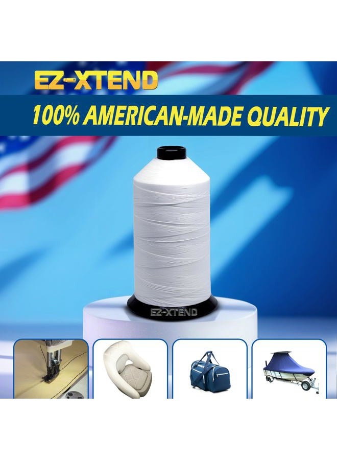 EZ-Xtend #138 خيط بوليستر مقوى 100% مصنوع في أمريكا لتطبيقات خياطة الأقمشة الخارجية والبحرية، مظلات، أغطية، قماش. للاستخدامات الثقيلة وآلات الخياطة الصناعية (أبيض، 8 أونصات) - Image 2