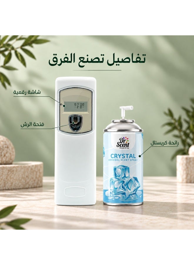 Dr Scent Automatic Air Freshener Wall Mount Dispenser LCD Auto Aerosol Spray Dispenser for Indoors (White) & Air Freshener Crystal Aerosol Spray (300ml) Bundle - Image 3