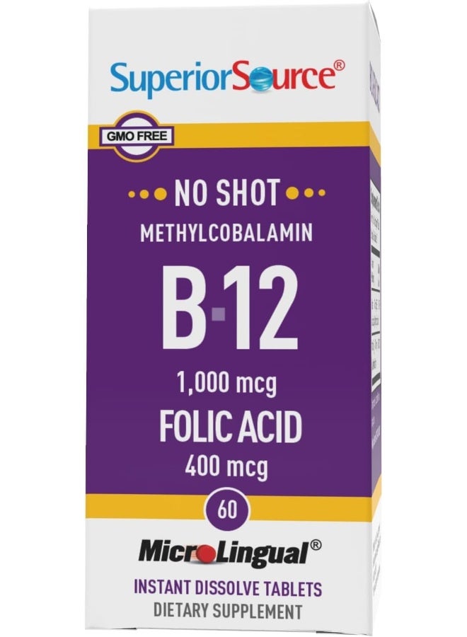 Superior Source ب12 ميثيلكوبالامين مع حمض الفوليك 60 قرص - Image 5