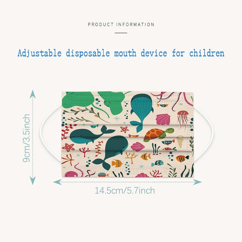woobles 50PCS Kids Disposable Face Mask Childrens 3Ply Earloop Protective Breathable Kids Face Mask Boys Girls Outdoor School D - Image 5