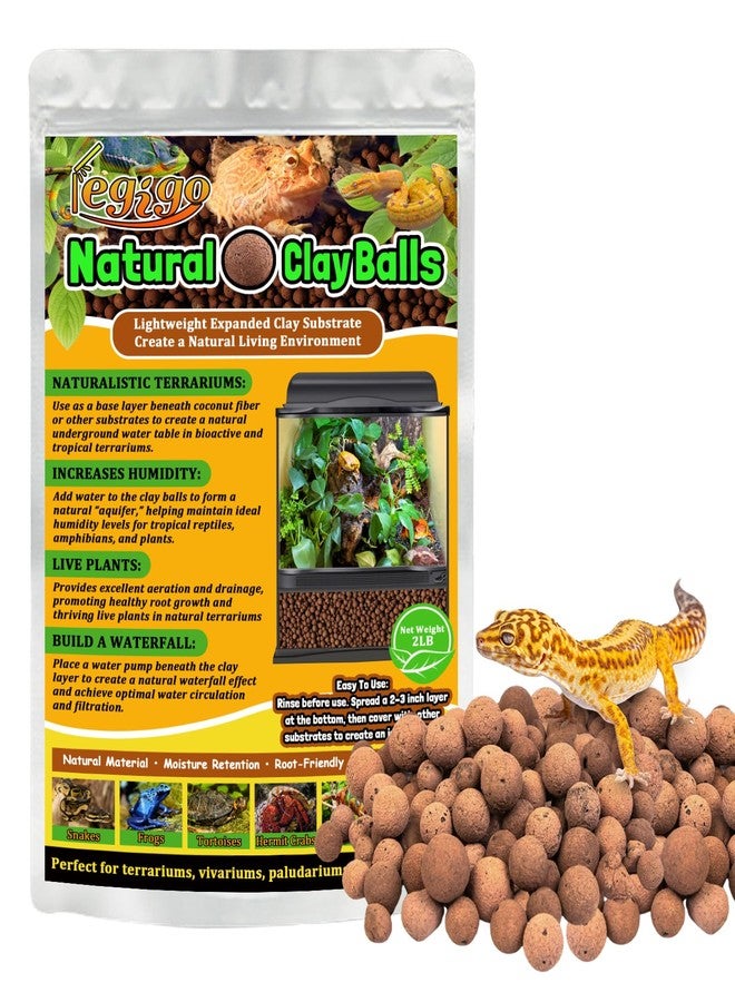 Legigo 2LBS Leca Balls Terrarium Substrate for Reptiles, Organic Lightweight Clay Pebbles Drainage Layer Substrate for Bioactive Terrarium, Expanded Clay Balls Hydro Balls for Reptiles Tank, Plants - Image 1