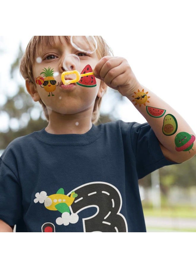 Hohamn Glitter Fruit Temporary Tattoos for Kids - 100+ Cartoon Fruit Summer Tattoos for Girls Boys Birthday Party Supplies Favors - Image 5