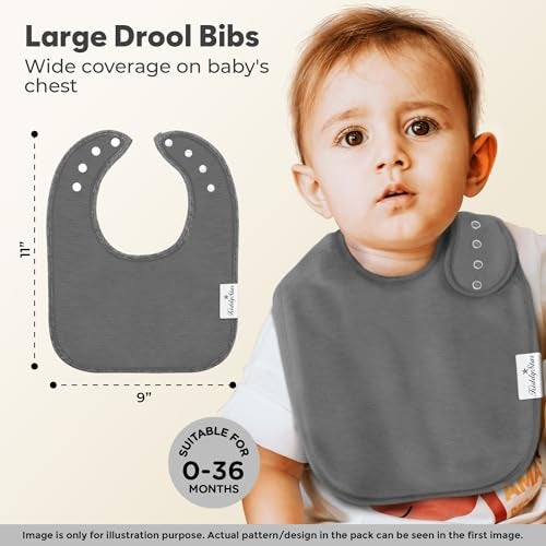 KiddyStar Double Layer Bandana Bibs - Thick, Multi Snaps, Organic Cotton - Soft & Absorbent - For Drooling, Teething, Feeding - Image 4