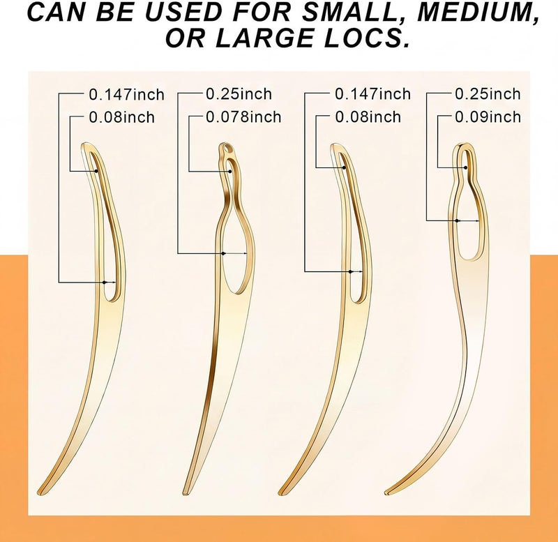 WILLBOND 4 Pieces Sisterlock Retighten Tool, Dreadlock Tool for Hair, Dreadlock Crochet Needle, Loc Crochet Needle for Hair Extensions Styling Loc Maintenance(Gold) - Image 2