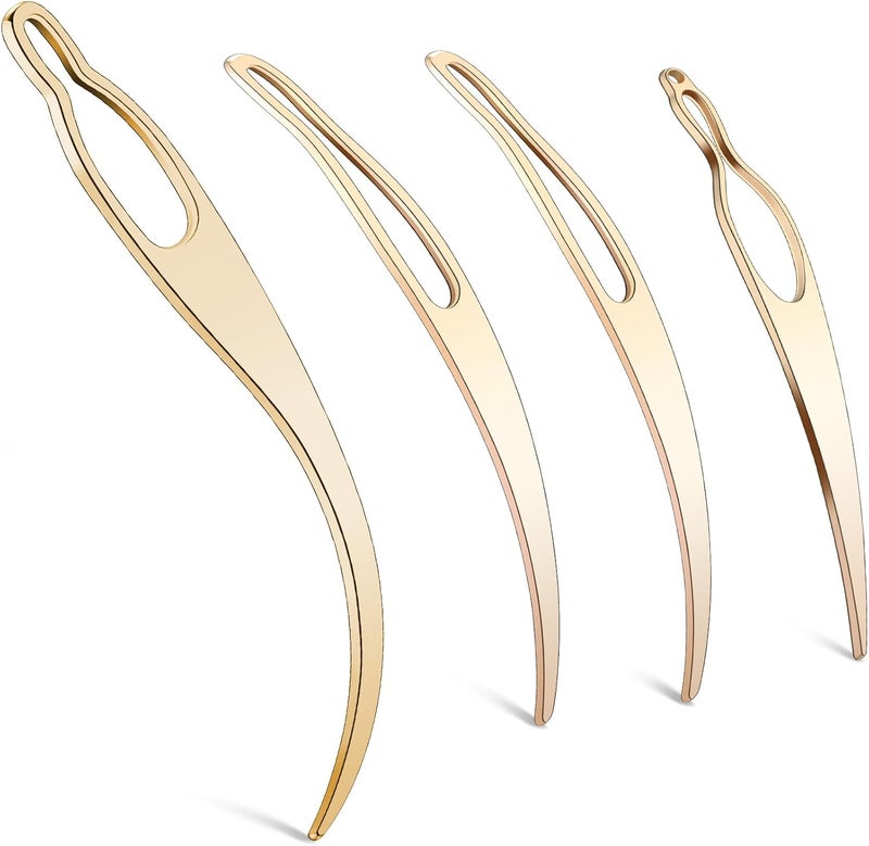 WILLBOND 4 Pieces Sisterlock Retighten Tool, Dreadlock Tool for Hair, Dreadlock Crochet Needle, Loc Crochet Needle for Hair Extensions Styling Loc Maintenance(Gold) - Image 1