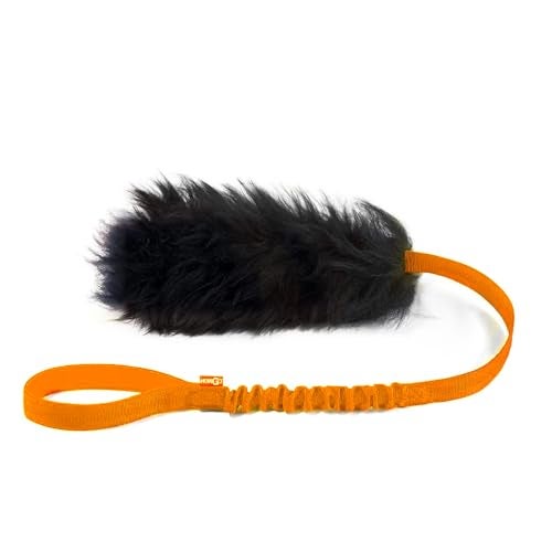 HOWGO Dog Rope ToyDog Bungee Chaser Toy 100 SheepskinSheep Smell Tug Toy for All Breeds Orange Long Without Ball - Image 1