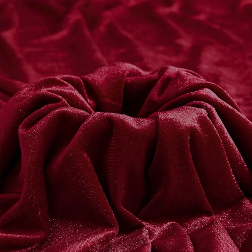 MaiMaiSuan Wine Red Velvet Fabric by The Yard,5 Yards 60" Wide Soft Stretchy Velvet Cloth for Upholstery Sofa Chair Cover,DIY Sewing,Costume,Craft,Curtain - Image 1