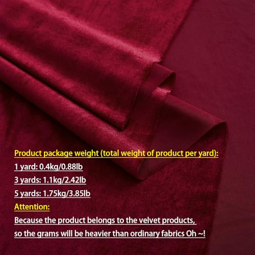 MaiMaiSuan Wine Red Velvet Fabric by The Yard,5 Yards 60" Wide Soft Stretchy Velvet Cloth for Upholstery Sofa Chair Cover,DIY Sewing,Costume,Craft,Curtain - Image 3