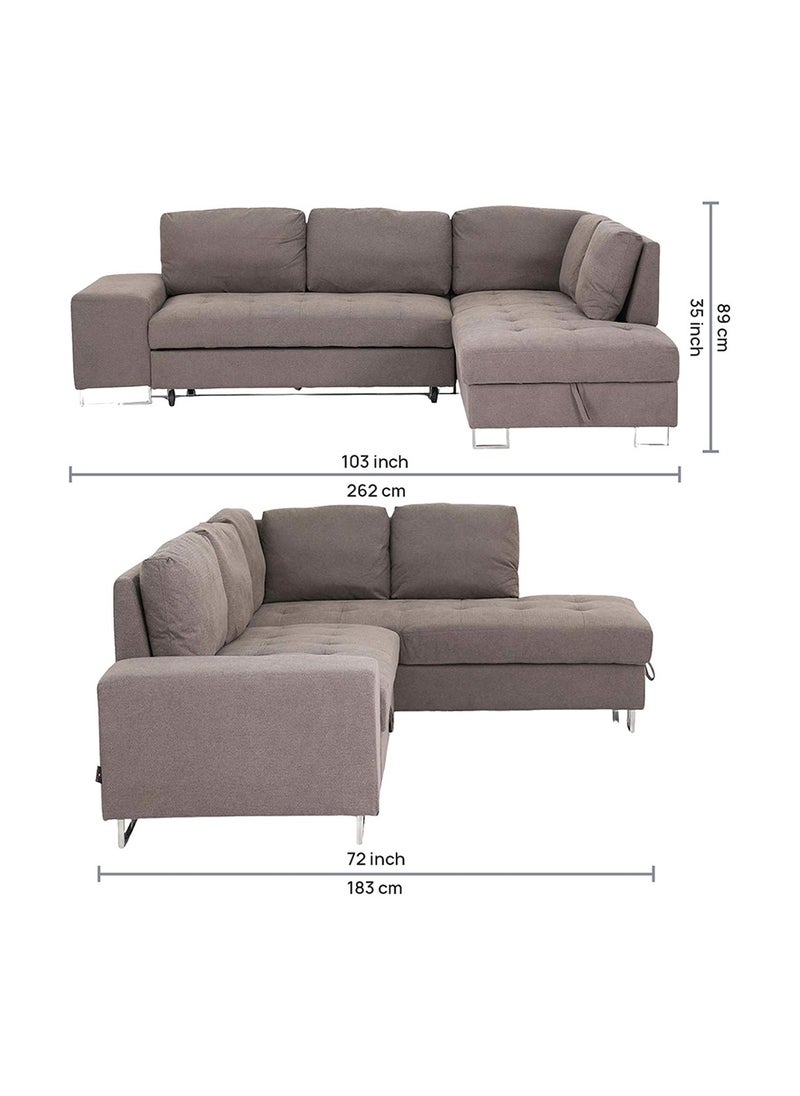 ROYALOAK Royaloak Miller Corner Sofa Bed with Storage | Fabric Upholstery | Comfortable Seating Space | Sturdy Base | Sofa Bed with Storage  - Image 2