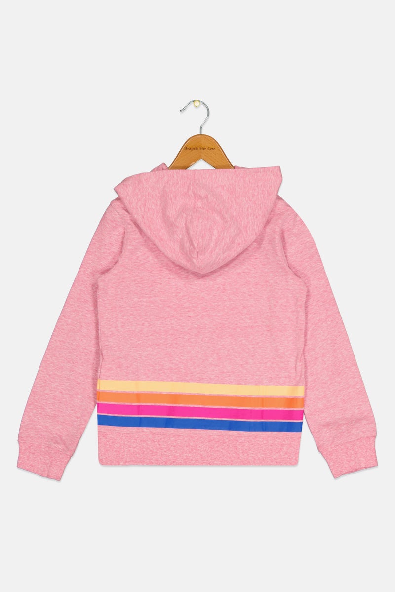 CONVERSE Kids Girl Hooded Long Sleeves Brand Logo Sweatshirt, Pink - Image 2