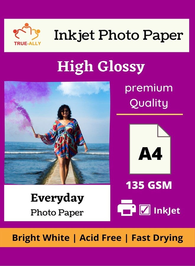 True-Ally High Glossy Photo Paper A4 Size - 135 GSM | Fast drying series (A4-50 sheets) - Image 1