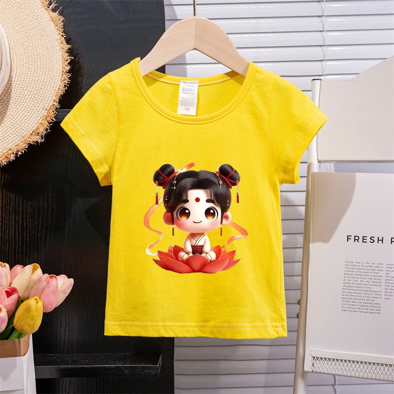 Boys And Girls Western Style Short Sleeve T-Shirt Style 2 Children'S Children'S Versatile Printed Baby Short Sleeve Top - Image 3