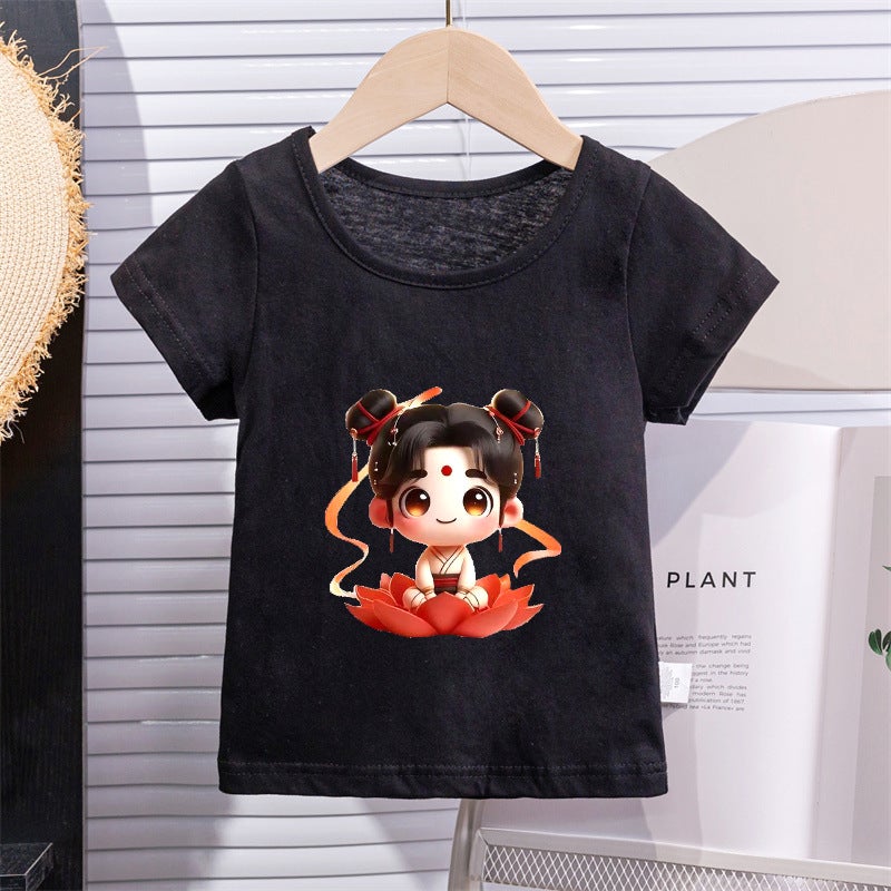 Boys And Girls Western Style Short Sleeve T-Shirt Style 2 Children'S Children'S Versatile Printed Baby Short Sleeve Top - Image 4