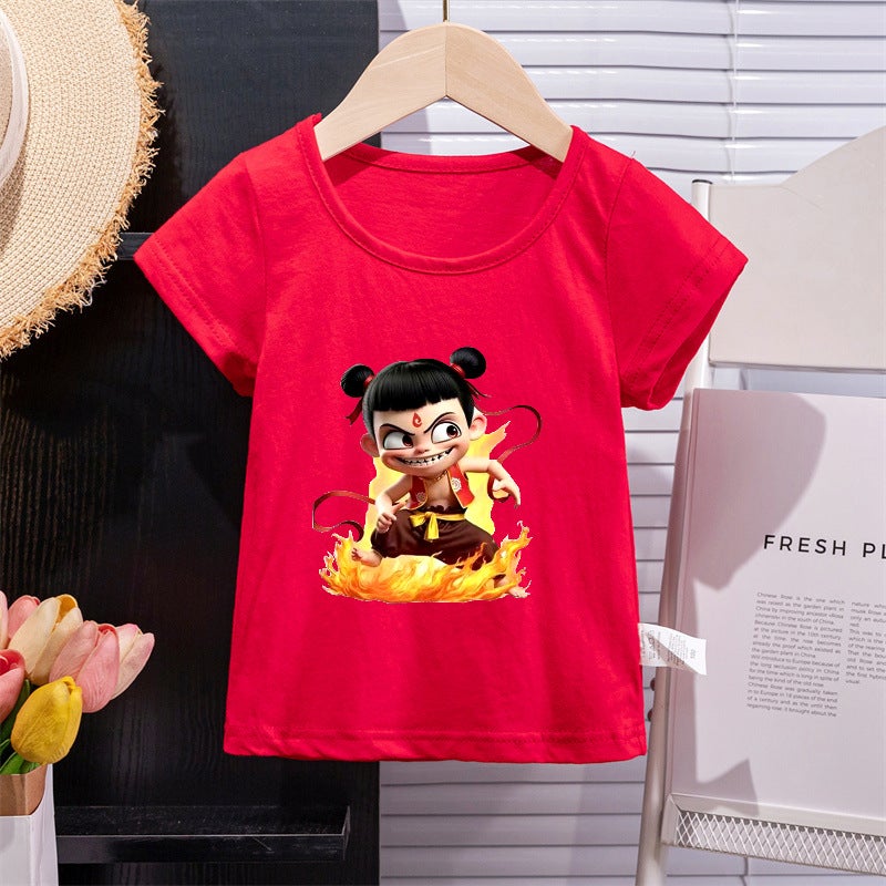 Boys And Girls Western Style Short Sleeve T-Shirt Style 2 Children'S Children'S Versatile Printed Baby Short Sleeve Top - Image 1