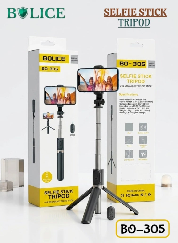 Bolice Magic BO-305 Selfie Stick Tripod with Wireless Remote Shutter - Image 2