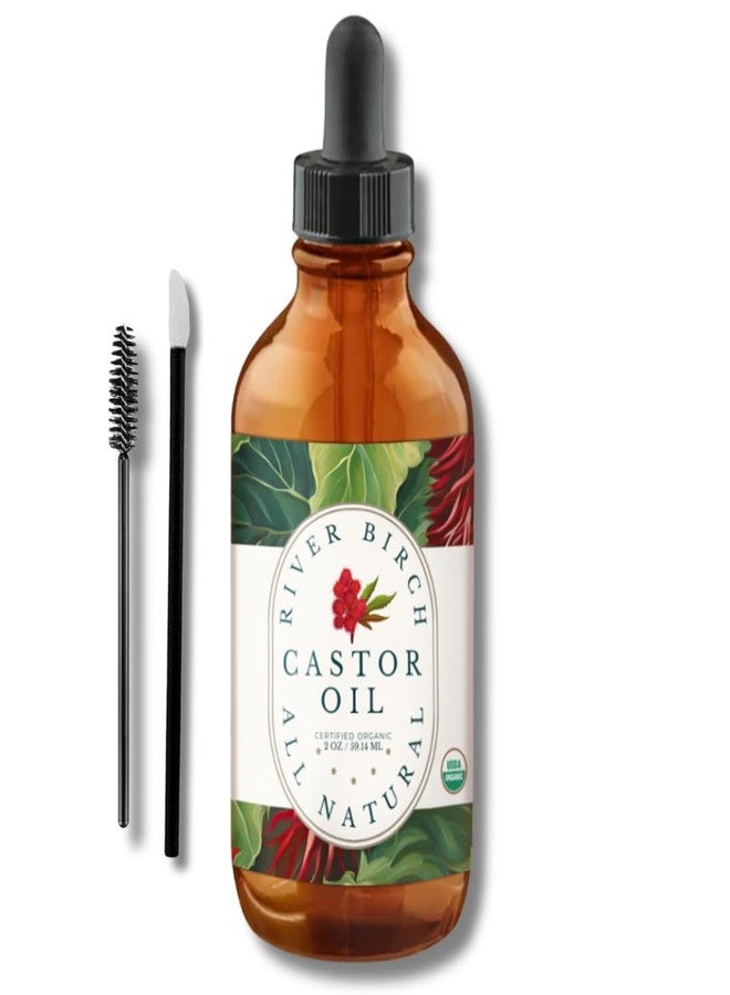 River Birch Organic Castor Oil (2oz) – 100% Pure, Unscented Organic, and Hexane-Free. Promotes Hair, Eyelash, and Eyebrow Growth. Ideal for Hair Treatments & Skin Hydration - Image 1