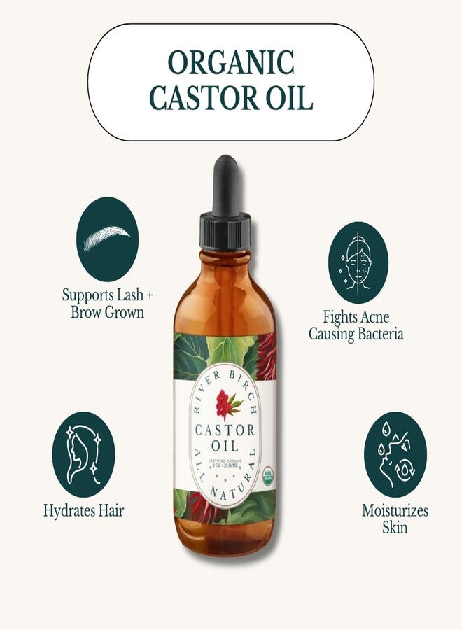River Birch Organic Castor Oil (2oz) – 100% Pure, Unscented Organic, and Hexane-Free. Promotes Hair, Eyelash, and Eyebrow Growth. Ideal for Hair Treatments & Skin Hydration - Image 2