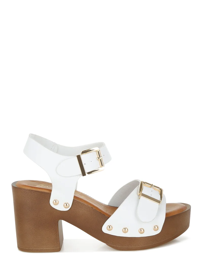 Genuine Leather Clog Sandals in White