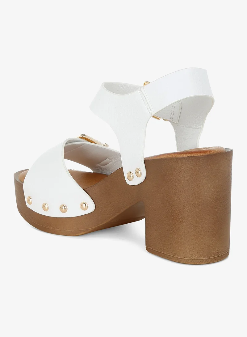 London Rag  Genuine Leather Clog Sandals in White for Women | Best Price UAE