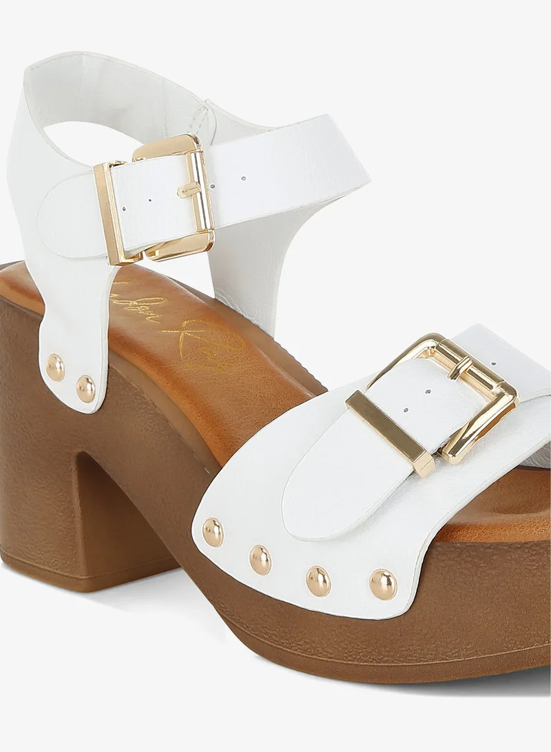 London Rag  Genuine Leather Clog Sandals in White for Women | Best Price UAE