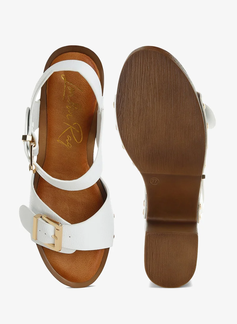London Rag  Genuine Leather Clog Sandals in White for Women | Best Price UAE