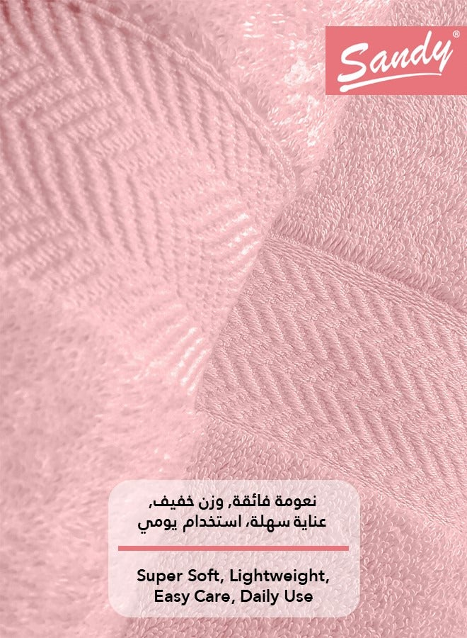 Sandy Premium Hotel Quality Hair Towel Set 100% Cotton Made in Egypt - 600 GSM, Soft Quick Drying and Highly Absorbent (4 Pack - 50x90 cm), Light Pink - Image 5