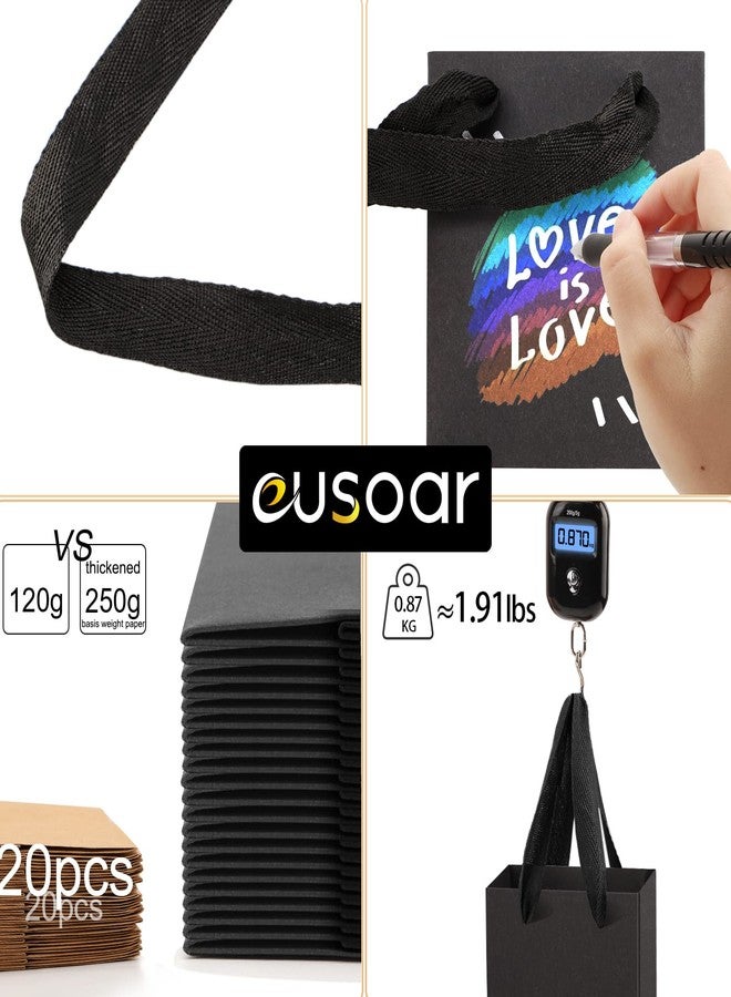EUSOAR Black Mini Gift Wrap Bags, 50 Pack 4x2.75x4.5 inches Paper Bags with Handles, Heavy Duty Totes Bulk for Wedding, Grocery, Boutique, Retail, Business, Party Favors, Baby Showers, Birthdays - Image 3