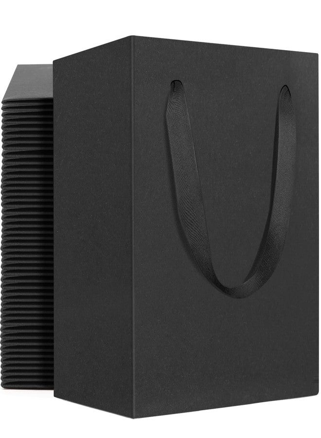 EUSOAR Black Mini Gift Wrap Bags, 50 Pack 4x2.75x4.5 inches Paper Bags with Handles, Heavy Duty Totes Bulk for Wedding, Grocery, Boutique, Retail, Business, Party Favors, Baby Showers, Birthdays - Image 1