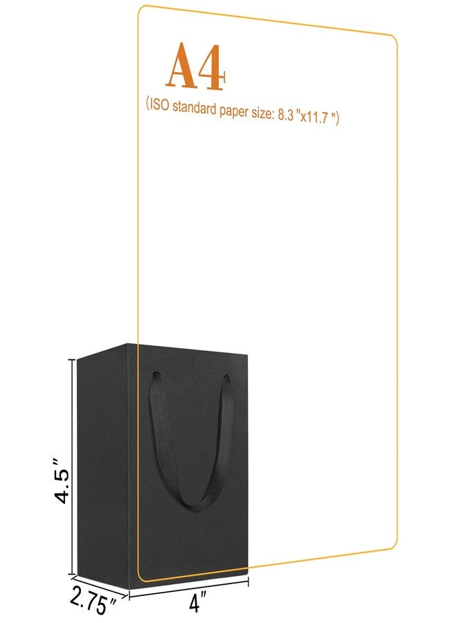 EUSOAR Black Mini Gift Wrap Bags, 50 Pack 4x2.75x4.5 inches Paper Bags with Handles, Heavy Duty Totes Bulk for Wedding, Grocery, Boutique, Retail, Business, Party Favors, Baby Showers, Birthdays - Image 2