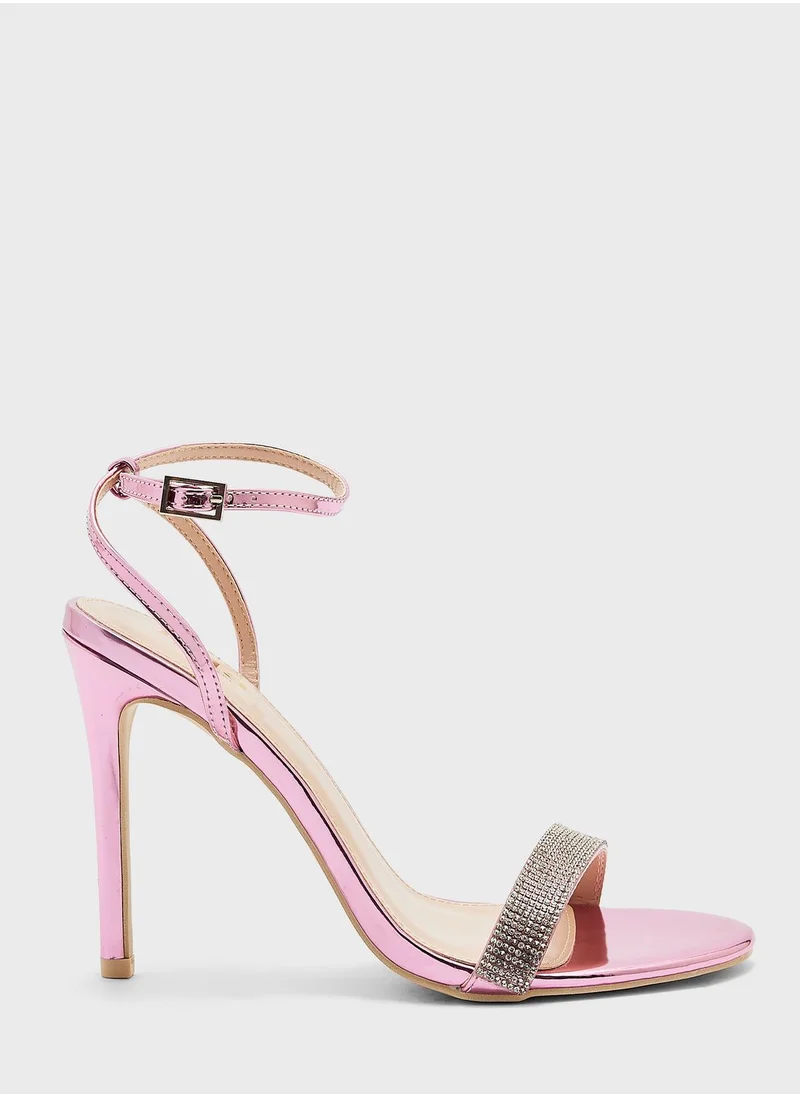 ELLA Embellished Front Strap Heeled Sandal