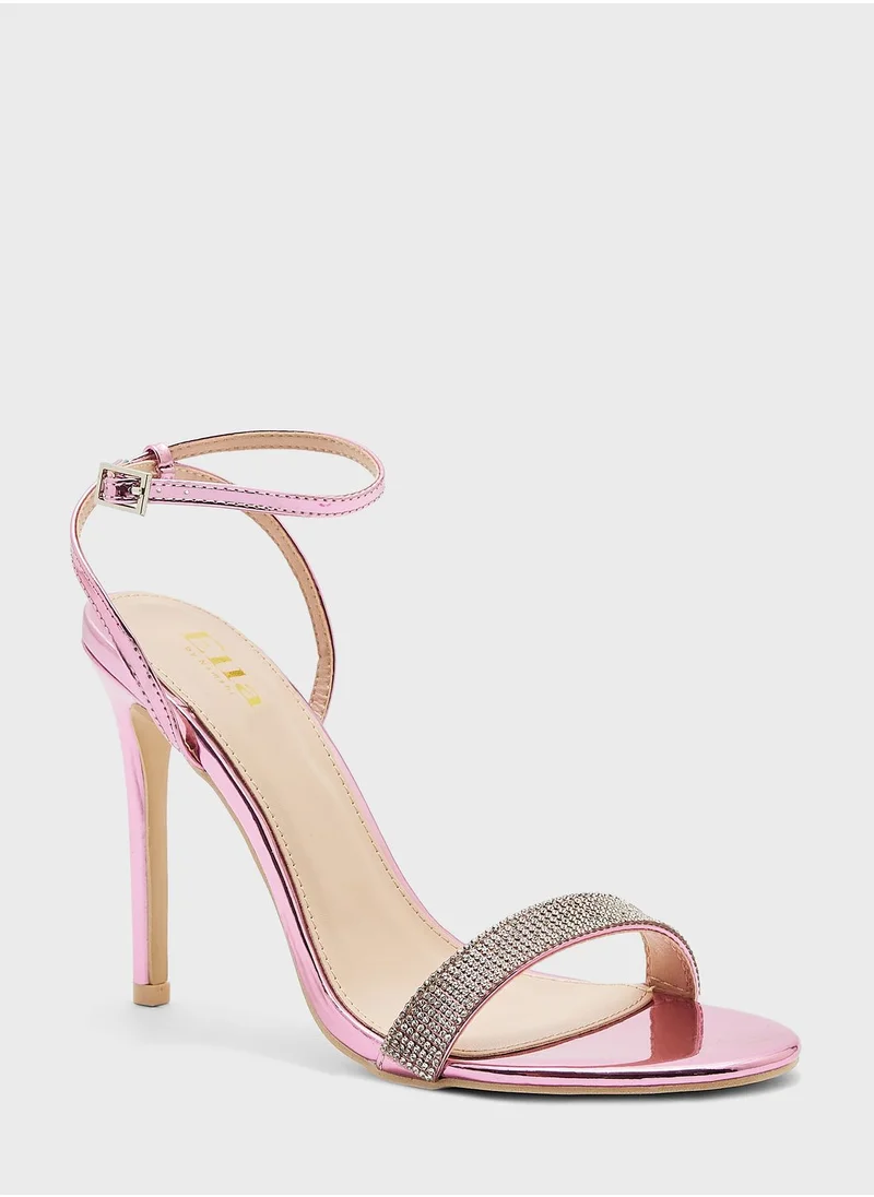 ELLA Embellished Front Strap Heeled Sandal