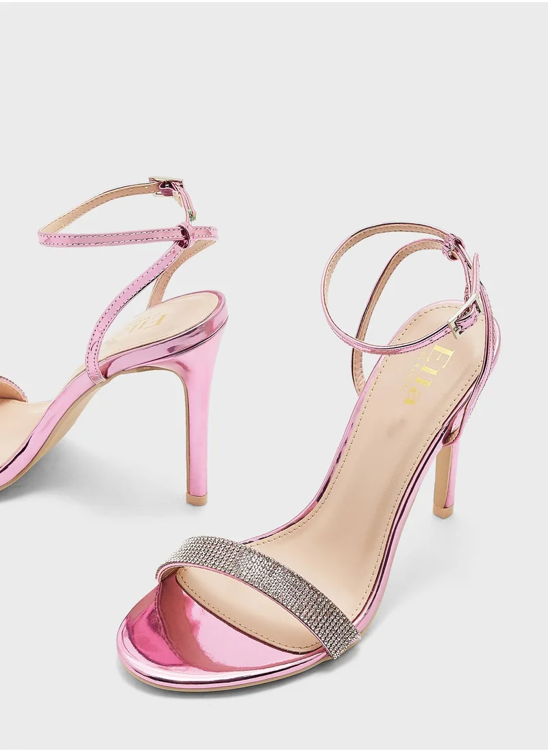 ELLA Embellished Front Strap Heeled Sandal