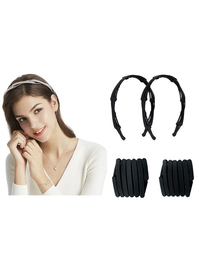 HOMEMATES Korean Stylish Fancy Glitter Plastic Wavy Hair Hairband Teeth Comb Shine Hair Accessories For Girls & Women Multicolor Set Of 6 Pcs - Image 1