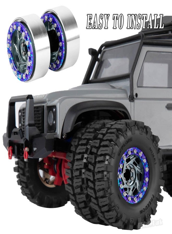 BRCatWPark 1.3 Dually Beadlock Wheels Tires for RC Crawler Car 1/18 TRX4M Ascent-18,1/24 SCX24 FCX24,RC Off Road Buggy Rally Truck Wheel and Tires,Adjustable Offset Wheels,7mm Hex Rim,Titanium Purple - Image 4