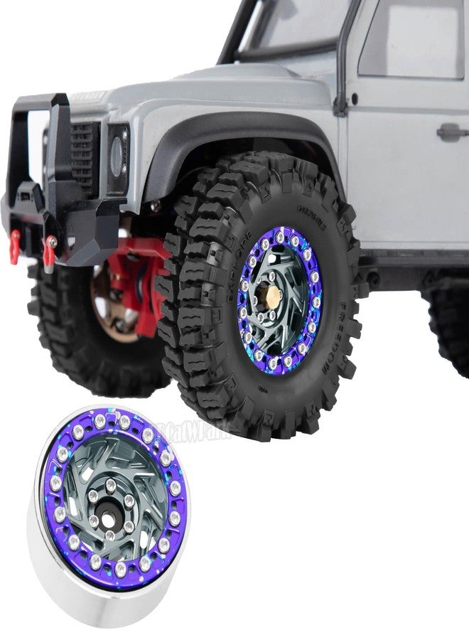BRCatWPark 1.3 Dually Beadlock Wheels Tires for RC Crawler Car 1/18 TRX4M Ascent-18,1/24 SCX24 FCX24,RC Off Road Buggy Rally Truck Wheel and Tires,Adjustable Offset Wheels,7mm Hex Rim,Titanium Purple - Image 5