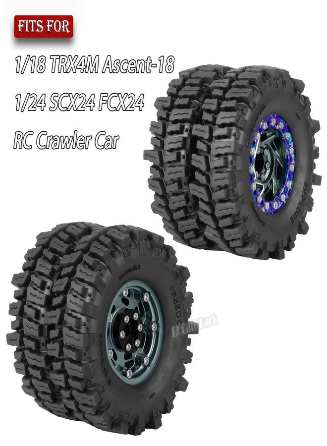BRCatWPark 1.3 Dually Beadlock Wheels Tires for RC Crawler Car 1/18 TRX4M Ascent-18,1/24 SCX24 FCX24,RC Off Road Buggy Rally Truck Wheel and Tires,Adjustable Offset Wheels,7mm Hex Rim,Titanium Purple - Image 2