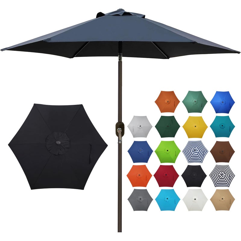 Blissun 7.5 ft Patio Umbrella, Yard Umbrella, Outdoor Market Umbrella with Push Button Tilt Crank, Brown - Image 1