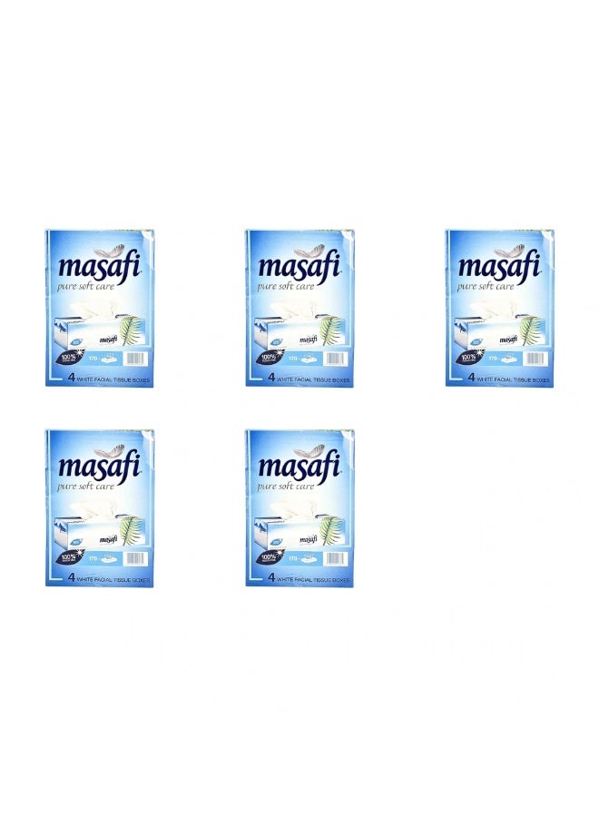 Masafi Pure Soft Care 2 PLY Bulk 4 Box Facial Tissue Box 170 Sheets- 5 Pack - Image 2