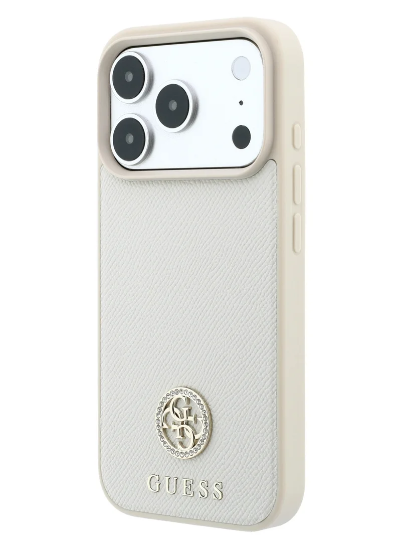 Guess iPhone 18 Pro MagSafe Grained PU Hard Case with Round Strass Logo, Slim Protective Cover