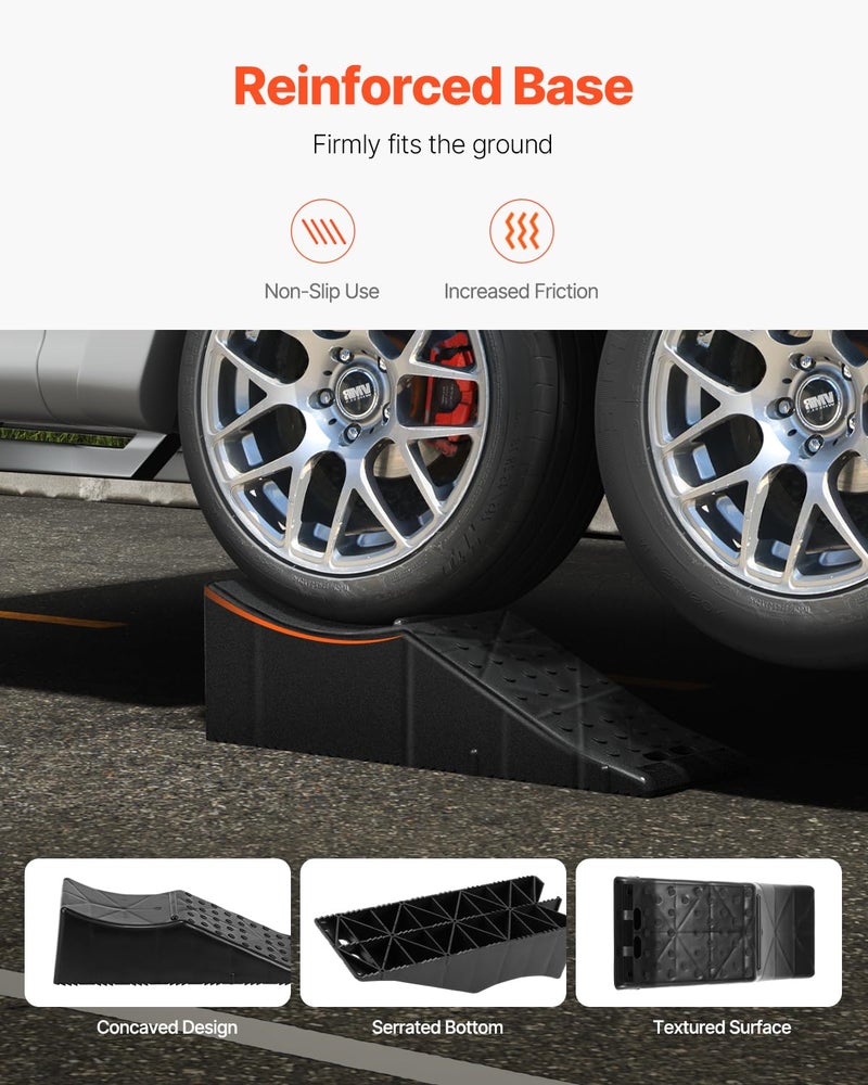 VEVOR 1Piece Vehicle Ramp 20000 lbs/9 Ton Capacity Car Service Ramp, Effortlessly Lift 5.5" High, Durable Nonslip & Portable, for Routine Tire Replacement Repairs, Work with Tandem Wheel Vehicles - Image 4