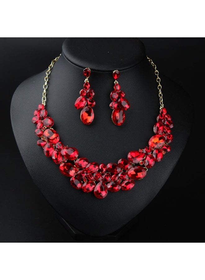 NIBEMINENT Elegant Super Sparkling Crystal Gem Necklace and Earring Set