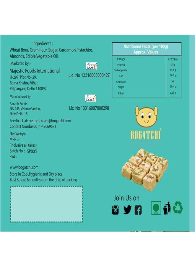 BOGATCHI Rakhi for brother, Rakhi sweets and chocolates, Traditional Soan papdi 200g + 3 Rakhi 30 + Roli Chawal + Card - Image 2