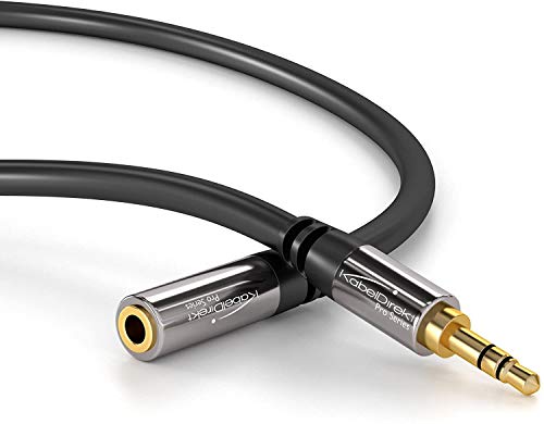 KabelDirekt – 10ft – Headphone Extension Lead Cable, 3.5mm connectors (aux Audio Cable, Male Jack Plug/Female Jack, Practically Break-Proof Metal casing, Perfect for Headphones, Black) - Image 4