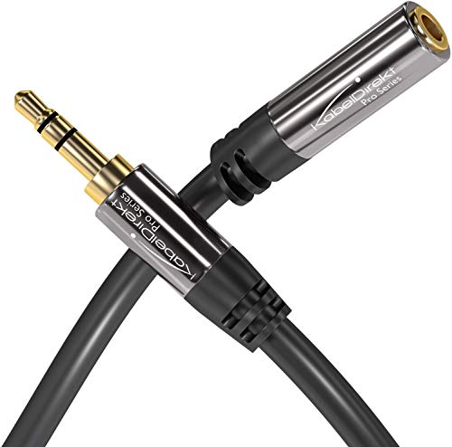KabelDirekt – 10ft – Headphone Extension Lead Cable, 3.5mm connectors (aux Audio Cable, Male Jack Plug/Female Jack, Practically Break-Proof Metal casing, Perfect for Headphones, Black) - Image 2