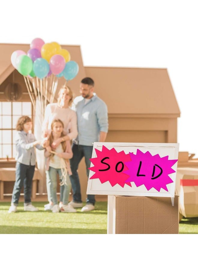 Outus 500 Pieces Burst Signs Fluorescent Signs Blank Star Shape Retail Sale Tags Burst Paper Signs for Retail Store Party Favors, 10 Styles (Regular Shape) - Image 4