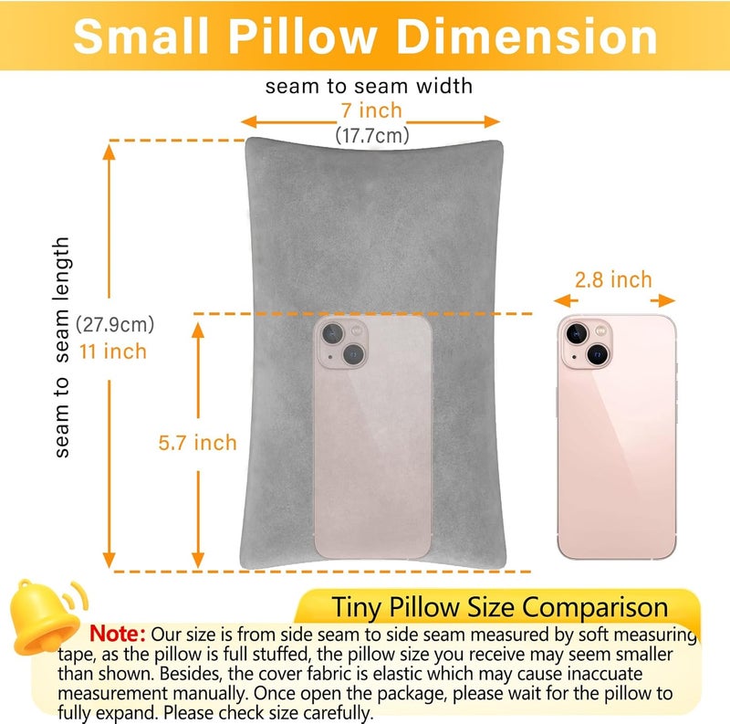 1 MIDDLE ONE 2 Pack Small Pillow, Memory Foam Mini Pillow 11 X 7 Inches for Travel, Sleeping, Nap and Neck, Knee, Lumbar Support, Tiny Pillow Cushion for Pet, Dogs (Grey) - Image 3
